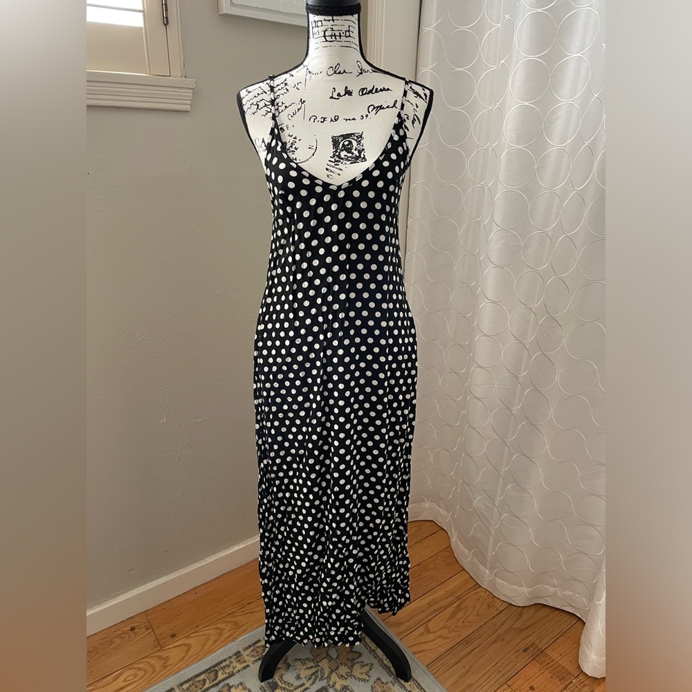 Black and white polka dot maxi dress